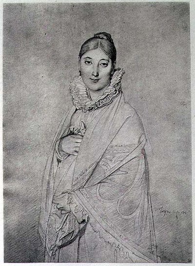 Portret van een vrouw door Jean Auguste Dominique (after) Ingres