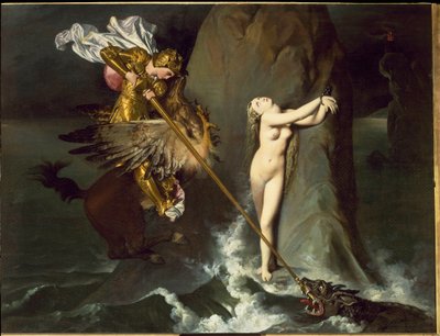 Angelica wordt bevrijd door Roger (uit Orlando furioso) door Jean Auguste Dominique Ingres