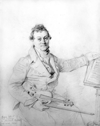 Jean Auguste Dominique Ingres met zijn viool door Jean Auguste Dominique Ingres