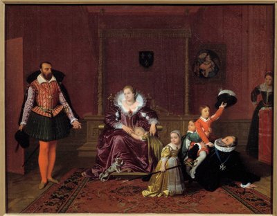 Koning van Frankrijk Hendrik IV (1553-1610) spelend met zijn kinderen voor de Spaanse ambassadeur door Jean Auguste Dominique Ingres