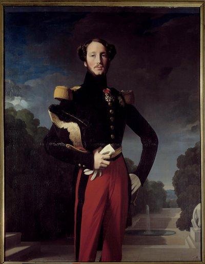 Portret van Ferdinand Philippe, hertog van Orléans (1810-1842) voor het park van Saint Cloud door Jean Auguste Dominique Ingres