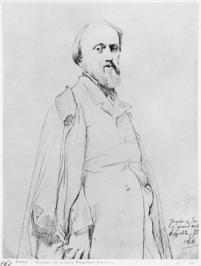 Portret van de schilder Hippolyte Flandrin door Jean Auguste Dominique Ingres