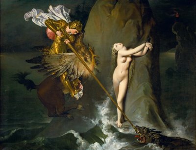 Ruggiero redt Angelica door Jean Auguste Dominique Ingres