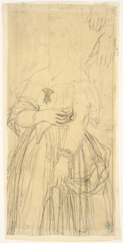 Studie voor de jurk en de handen van Madame Moitessier door Jean Auguste Dominique Ingres