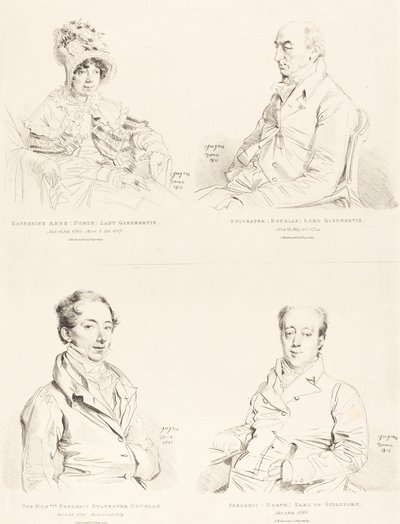 Sylvester (Douglas) Lord Glenbervie; Katherine Anne (North) Glenbervie; Frederic (North) Graaf van Guilford; Frederic Sylvester Douglas door Jean Auguste Dominique Ingres