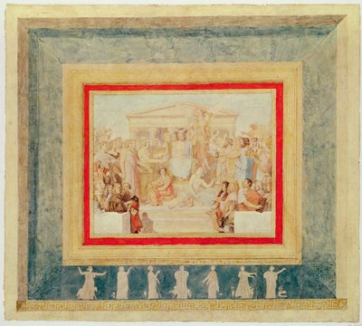 De Apotheose van Homerus, ontwerp voor het plafond van het Louvre, 1826-27 door Jean Auguste Dominique Ingres