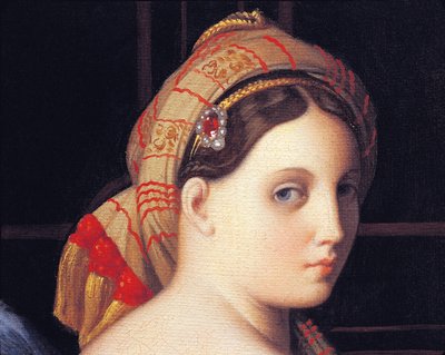 Het gezicht van de Odalisk (detail) door Jean Auguste Dominique Ingres
