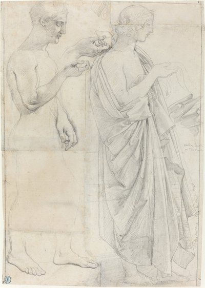 Twee Studies van Vergilius door Jean Auguste Dominique Ingres