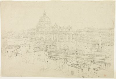 Uitzicht op de Sint Pieter in Rome door Jean Auguste Dominique Ingres