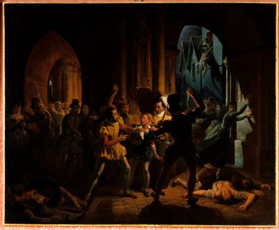 Maximiliaan van Bethune ontsnapt aan het bloedbad van Saint Barthelemy. Maximiliaan van Bethune (die hertog van Sully werd 1559-1641), opgevoed aan het college van Bourgondië in Parijs, werd gered door Hendrik van Navarra (1553-1610) (toen koning Hendrik I door Jean Auguste Dubouloz