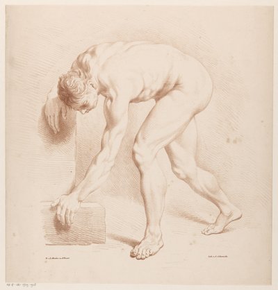 Gebogen naakte man door Jean Augustin Daiwaille