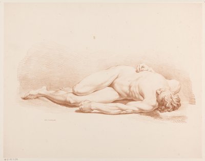 Liggende naakte man door Jean Augustin Daiwaille