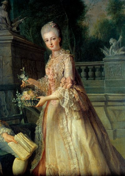Portret van Louise Adelaide, toekomstige hertogin van Orleans (detail) door Jean Baptiste Charpentier