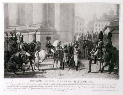 De intocht van Napoleon in Berlijn in oktober 1806, gegraveerd door Louis Jean Allais door Jean Baptiste (after) Debret