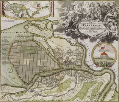 Kaart van Petersburg Sint-Petersburg masterplan door Jean Baptiste Alexandre Le Blond