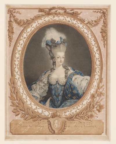 Portret van Marie Antoinette door Jean Baptiste Andre (after) Gautier Dagoty
