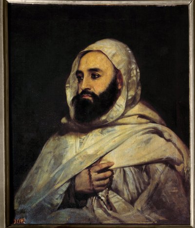 Portret van Ben Mahi Ed Din Abd El Kader (Abd El-Kader) (1808-1883) Emir Algerijns door Jean Baptiste Ange Tissier