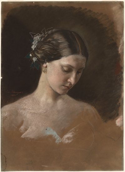 Portret van een Vrouw door Jean Baptiste Antoine Emile Béranger
