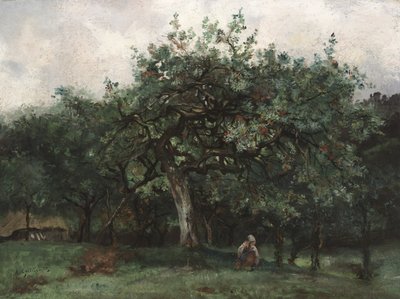 Landschap met klein meisje door Jean Baptiste Antoine Guillemet