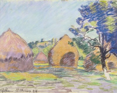 Hooibergen in Saint-Cheron door Jean Baptiste Armand Guillaumin