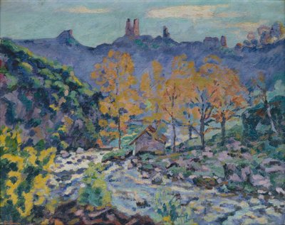 De molen van Brigand en de ruïnes van het kasteel van Crozant, Creuse, c.1900 door Jean Baptiste Armand Guillaumin