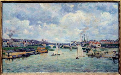 De Haven van Charenton. Uitzicht op de Stad Charenton-le-Pont door Jean Baptiste Armand Guillaumin