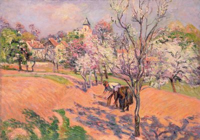 Twee Boeren die Bonen Zaaien in een Boomgaard door Jean Baptiste Armand Guillaumin