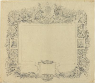 Ontwerp voor een rand met een portret van Baron Cuvier door Jean Baptiste Arnout