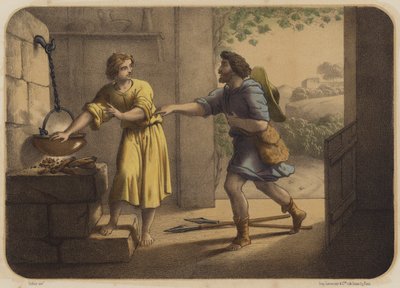 Jacob en Esau door Jean Baptiste Auguste Leloir