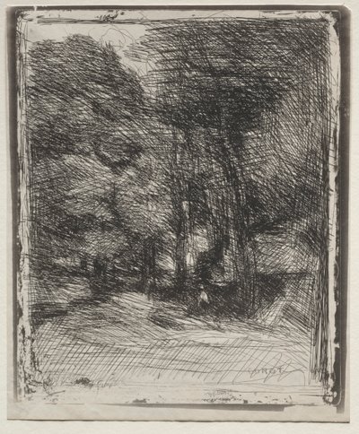 Een souvenir van de Bas-Bréau, originele indruk 1858, gedrukt in 1921 door Jean Baptiste Camille Corot