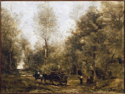 Een pad in de bossen van Wagnonville door Jean Baptiste Camille Corot
