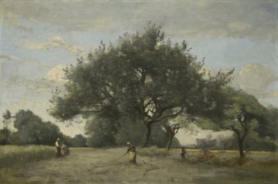 Appelbomen in een Veld door Jean Baptiste Camille Corot