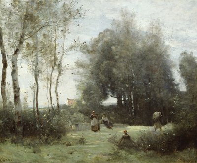 Arleux-Palluel, De brug van ontmoetingen, 1871-72 door Jean Baptiste Camille Corot