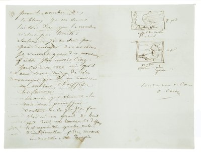Handgeschreven brief aan landschapsschilder en politicus Charles Le Roux, Parijs, 29 januari 1855 door Jean Baptiste Camille Corot