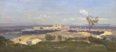 Avignon vanuit het Westen, 1836 door Jean Baptiste Camille Corot