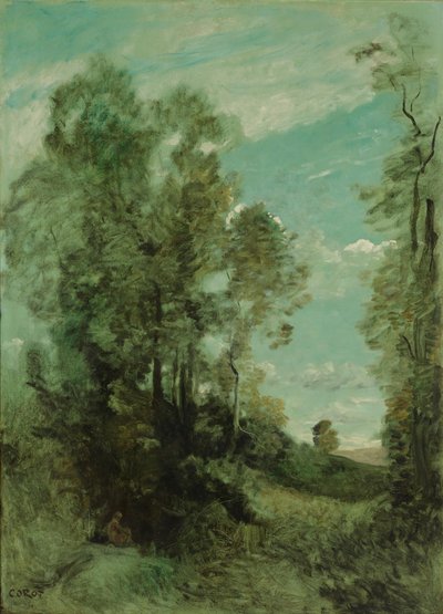 Boomlandschap (ochtend) door Jean Baptiste Camille Corot