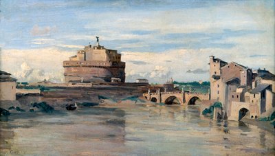 Castel Sant Angelo en de rivier de Tiber, Rome, ca. 1816-1875 door Jean Baptiste Camille Corot