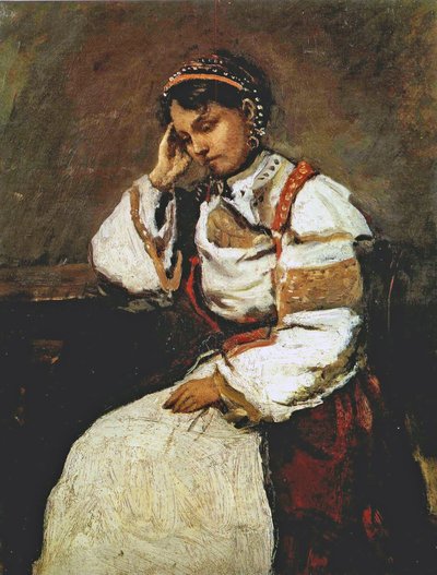 Corot - De dromende zigeunerin, 1865-70 door Jean Baptiste Camille Corot