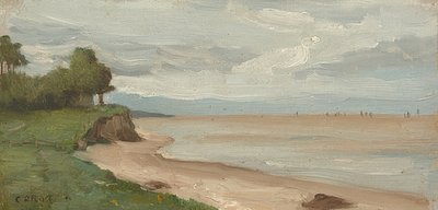 Het strand bij Etretat. Rond 1872 door Jean Baptiste Camille Corot