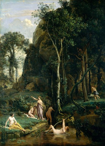 Actaeon verrast de godin Artemis (Diana) terwijl ze baadt met haar metgezellen door Jean Baptiste Camille Corot