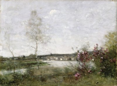 Verre Uitzicht op Corbeil, Ochtend, c.1870 door Jean Baptiste Camille Corot