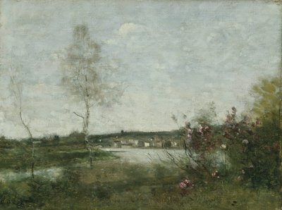 Verre uitzicht op Corbeil, ochtend, ca. 1870 door Jean Baptiste Camille Corot