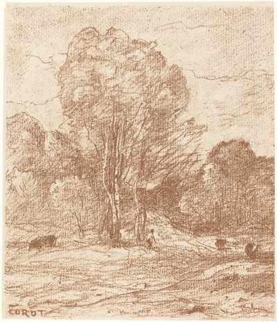 Slapende Koeien door Jean Baptiste Camille Corot