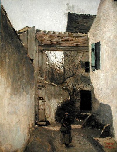 Ecouen, hoek van het dorp, c.1870 door Jean Baptiste Camille Corot