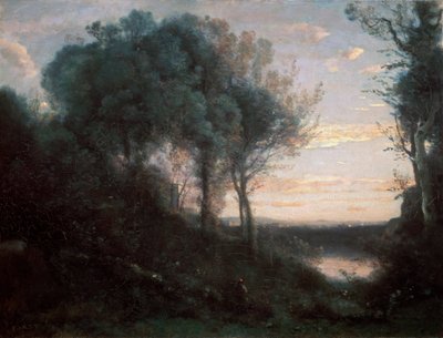 Avond door Jean Baptiste Camille Corot
