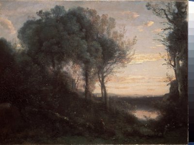 Avond door Jean Baptiste Camille Corot