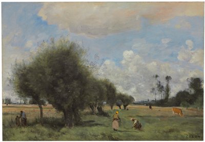 Velden bij Étampes, ca. 1855-60 door Jean Baptiste Camille Corot