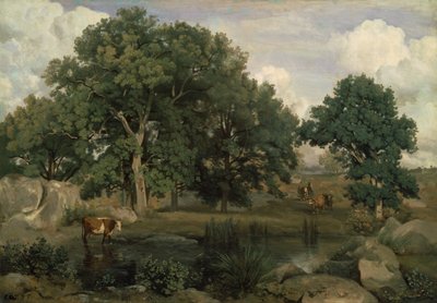 Frans: Forêt de Fontainebleau Bos van Fontainebleau door Jean Baptiste Camille Corot