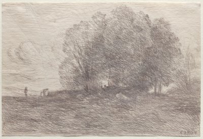 Groep Bomen door Jean Baptiste Camille Corot