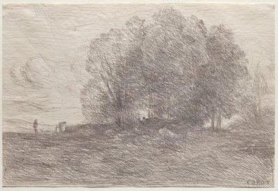 Groep Bomen, 1858 door Jean Baptiste Camille Corot